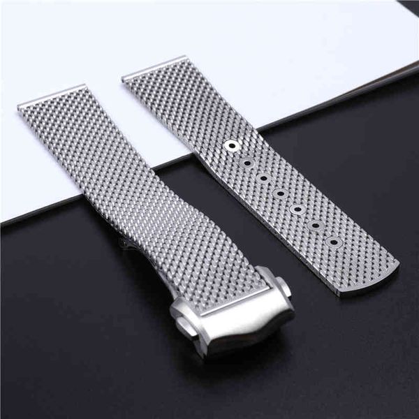 

20mm titanium steel braided watchband for omega 007 seamaster james bond watch strap folding buckle accessories, Black;brown