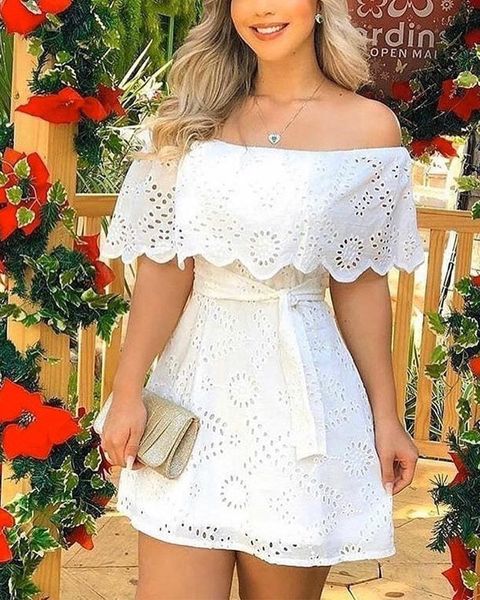 

factoryzmqj factorygswn short women's 2021 new white shoulder temperament waist strap dress, White;black