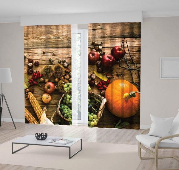 

curtain & drapes autumn fruits pumpkin apple corn grapes fall seasonl nature country life po yellow brown