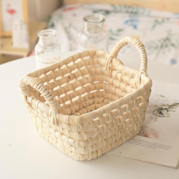 

straw storage basket home decoration baskets hand-woven organizer corn husk laundry bags