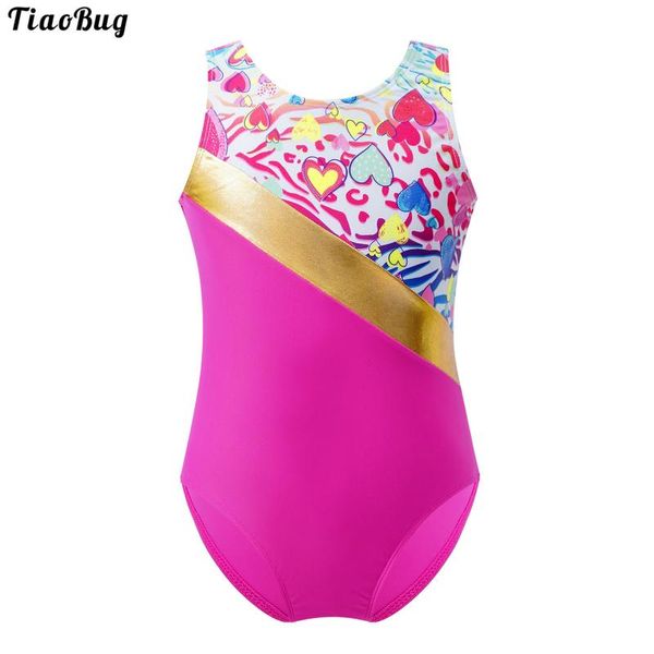 

two-piece suits tiaobug summer kids girls one-piece swimming bodysuit swimwear round neck sleeveless patchwork print beach pool bathing jump