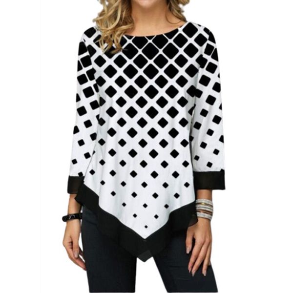 

women's t-shirt t-shirts autumn long sleeve o-neck geometric print clothing streetwear spring shirt white black