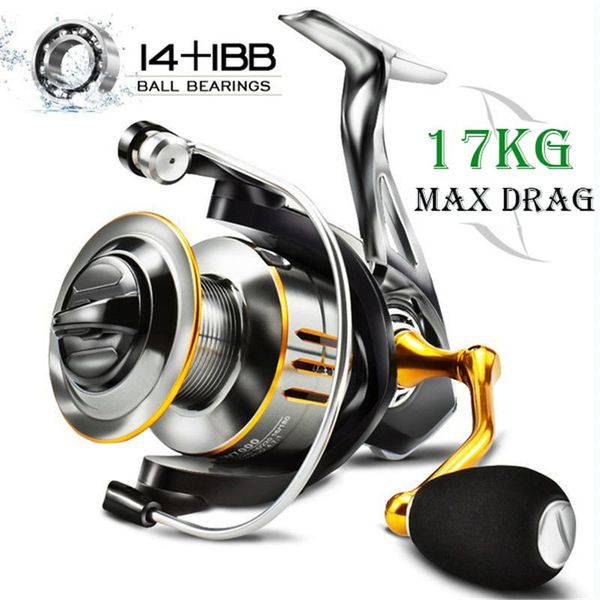 

baitcasting reels good quality fishing reel max drag 17kg spinning spool gear 5.2:1 ratio metal tripod casting carp for saltwater