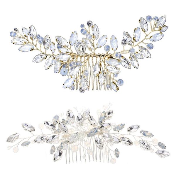 

hair clips & barrettes wedding comb rhinestones opal crystal vintage bridal acce, Golden;silver