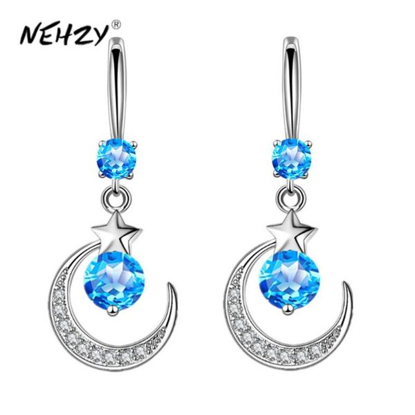 

dangle & chandelier nehzy 925 sterling silver women's fashion jewelry crystal zircon star moon long tassel water drop hook earr