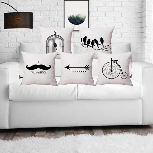 

cotton linen art home pillowcase car sofa belt waist cushion cover living room decoration cushion/decorative pillow