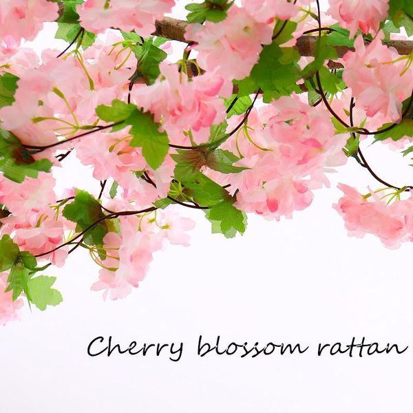 

decorative flowers & wreaths 2.3 meters plastic rattan cherry blossom artificial fake flower ceiling decoration wedding vine