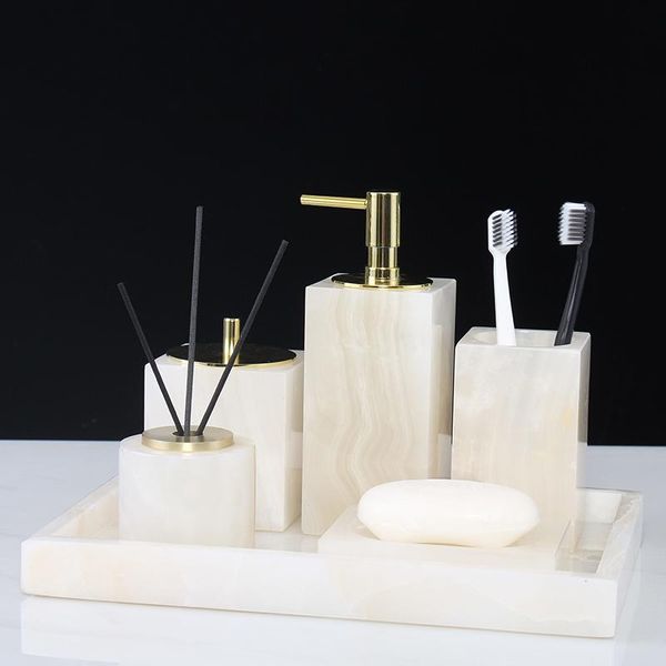 

bath accessory set natural marble bathroom accessories nordic with tray lotion bottle tumbler toothbrush holder swab ba20121207