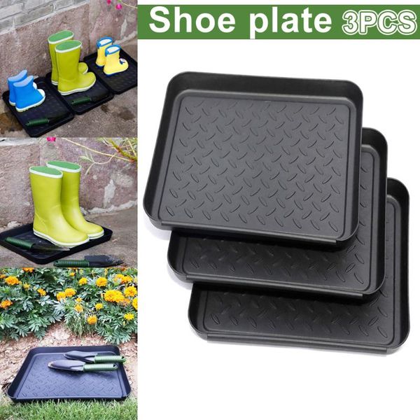 

set of 3pcs multi-purpose tray shoe boots outdoor door mat place pet bowl for indoor ud88 planters & pots
