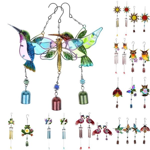 

decorative objects & figurines 1pc painted hummingbird proof metal wind chime hanging room decoration practical delicate durabl