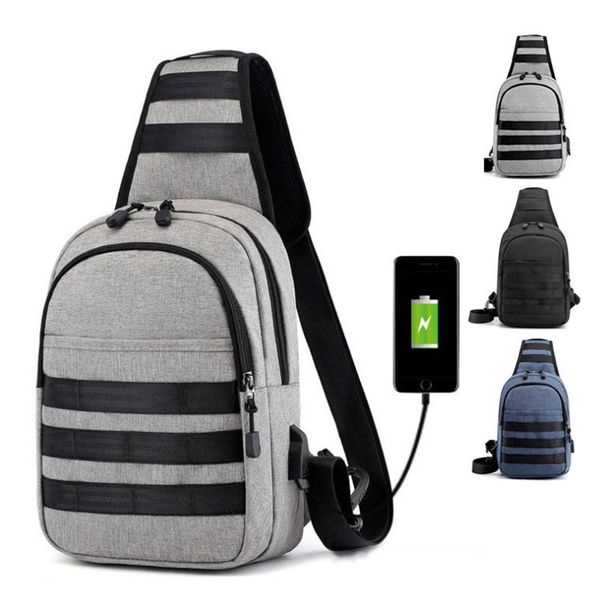 

waist bags chest bag men shoulder usb charging striped stitching strip crossbody school summer short trip travel messengers
