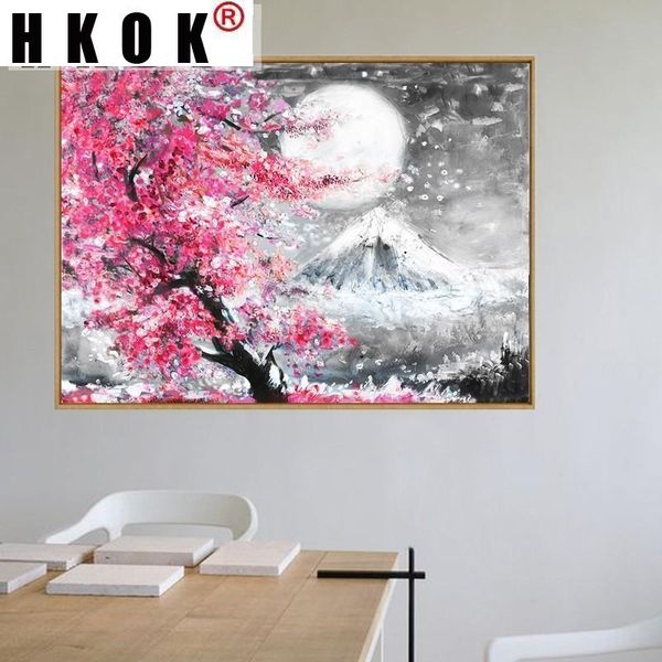 

paintings hkok mount fuji cherry blossom landscape japan canvas wall art poster oil prints pictures for living room home decor