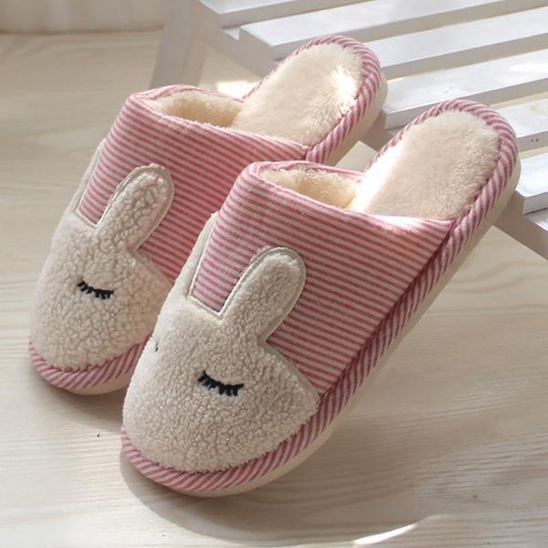 

slippers warm soft sole cotton anti slip casual household cartoon portable indoor autumn, Black