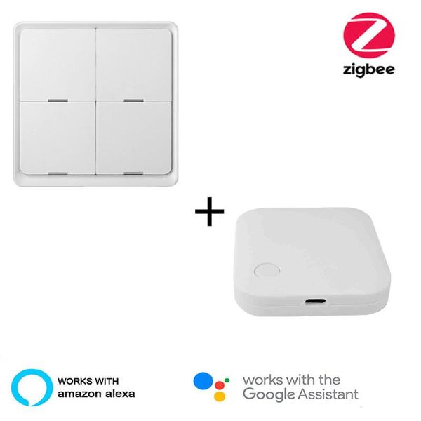 

smart home control via app tuya zigbee wireless sticker 4-way panel scene button switch dual