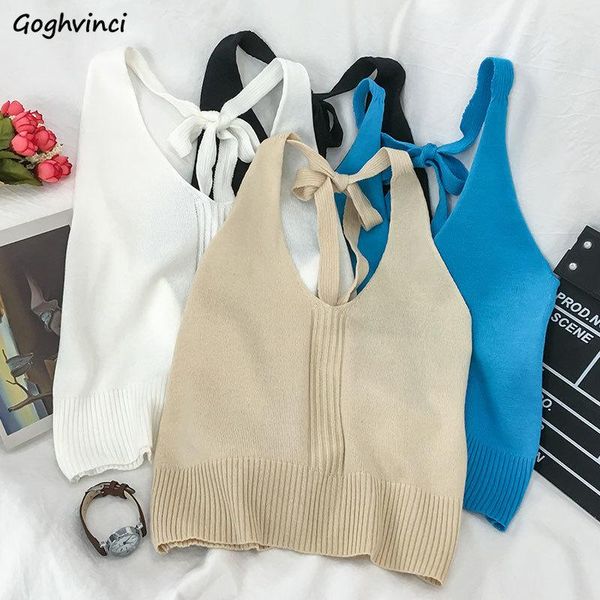 

women's tanks & camis women design solid knitted slim lace up summer all-match sleeveless camisole ulzzang feminine underwear fashion t, White