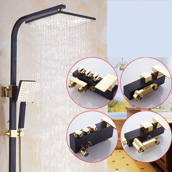 

bathroom luxury black golden shower set with bidet gold faucet bathtub sets