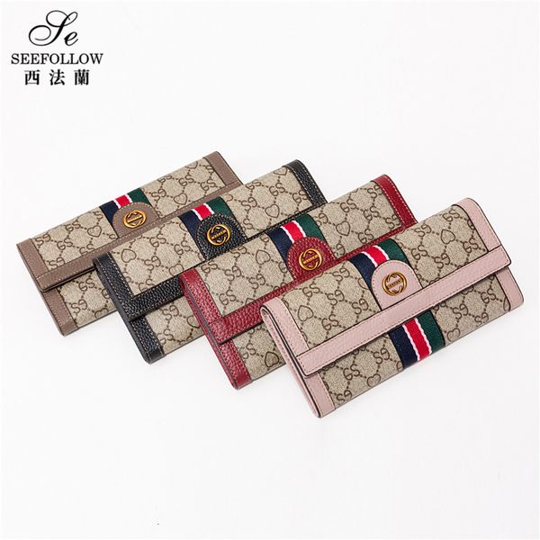 

wallet west flange leather women's long style multi card 2021 fashion large capacity handbag, Red;black