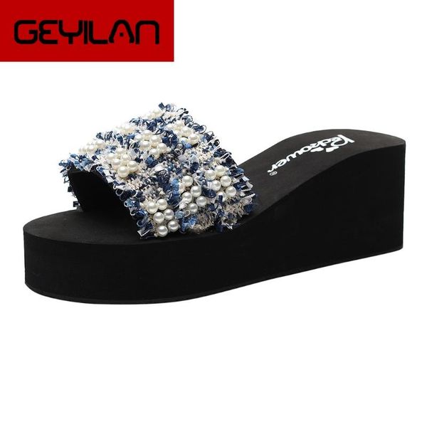 

women girls fashion summer wedges bohemian style sandals slippers beach outsid ladies heel shoes, Black