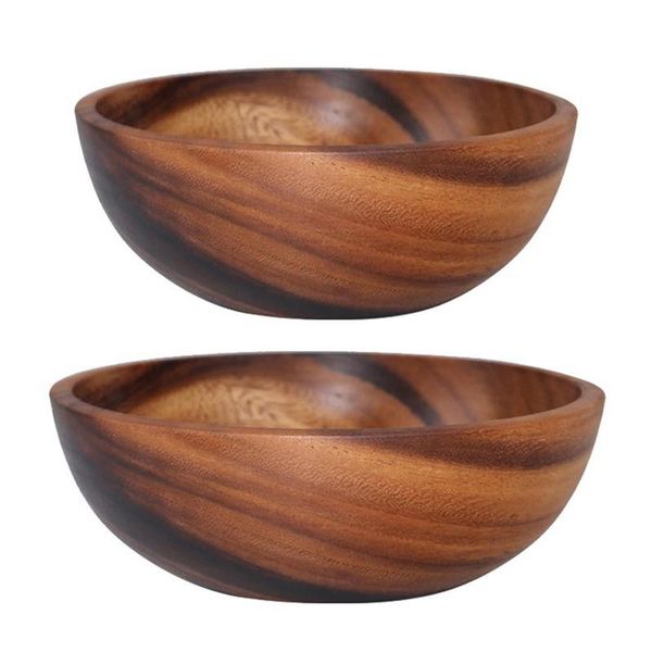 

natural wooden bowl fruit salad noodles rice crafts decoration bowls