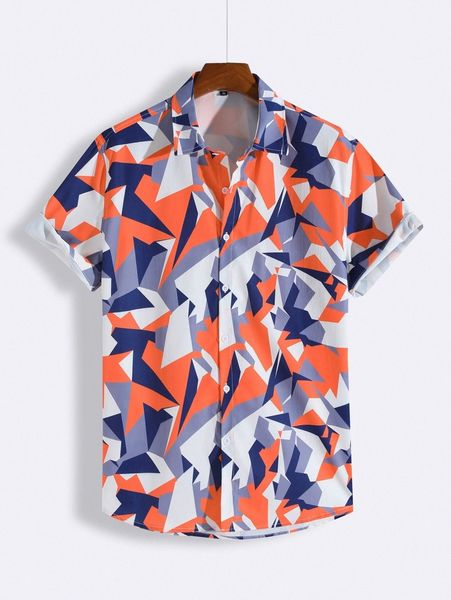 

men random geo print shirt x5yz#, White;black