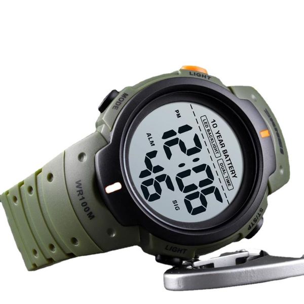 

wristwatches outdoor sport watch 100m waterproof digital men fashion led light satch wrist men's clock, Slivery;brown