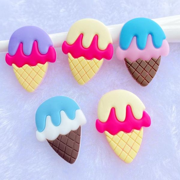 

16/32pcs mixed mini ice cream pvc flexible glue flat back diy scrapbook embellishment phone craft decoration e23 decorative objects & figuri