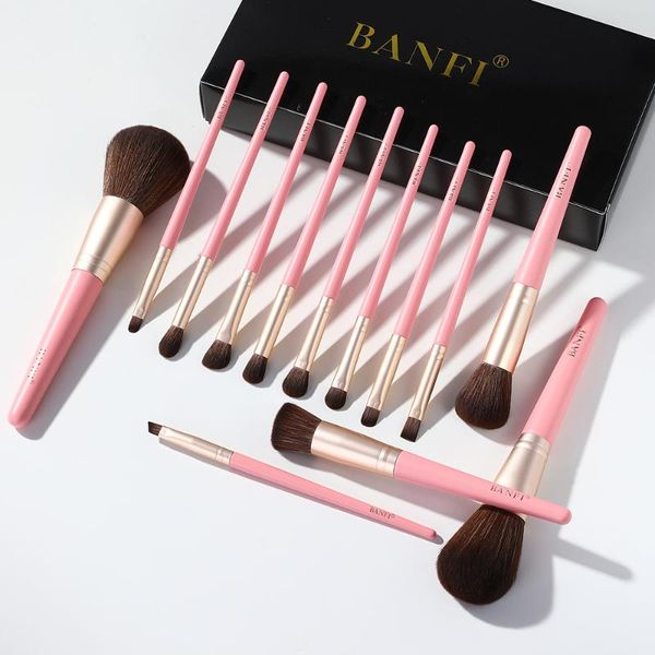 

makeup brushes banf 13 pcs shadow brush peach blossom eyebrow angled kawaii wood lip stick eyeliner