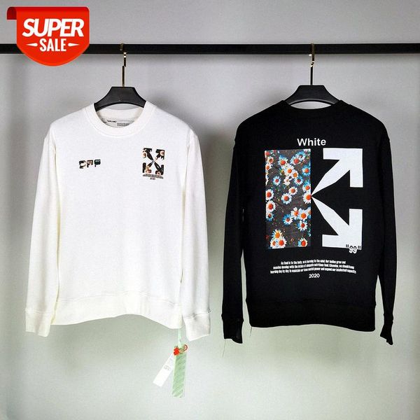 

white little daisy series loose and versatile casual men's women's round neck sweater #vw2b, Black
