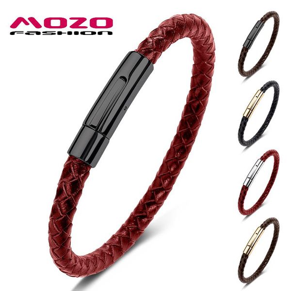 

charm bracelets mozo drop 2021 classic men genuine leather rope braided simple style women bangles 691, Golden;silver