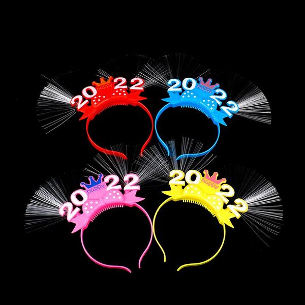 

party decoration 2022 led glow headband flashing blinking crown fiber happy year hair bands favors headbandrandom color