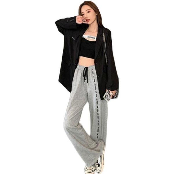 

women's pants & capris official figure autumn and winter high waist drooping wide-leg casual, Black;white