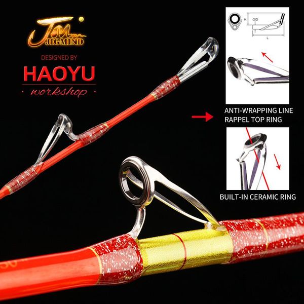 

boat fishing rods 2.1m lure weight 200g to 1000g haoyuworkshop china red deep sea super hard solid rod