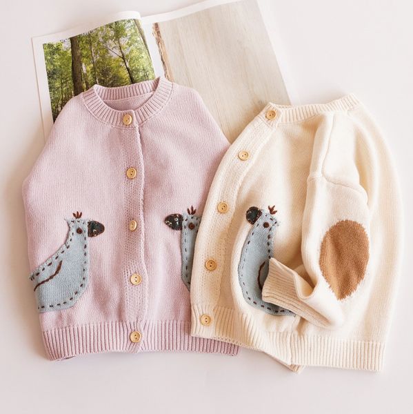 

ins kids cut bird knitted sweater cardigans children single-breasted sweaters girls cotton knitting princess outwear a6971, Blue