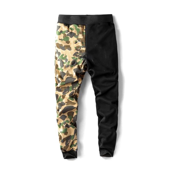 

casual pants men's autumn and winter new shark cartoon print camouflage stitching pants hip-hop loose trousers street clothing, Black