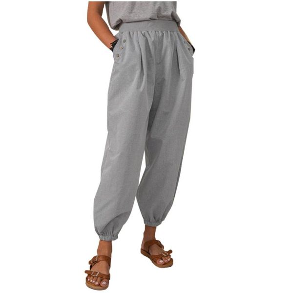 

women's pants & capris white linen for women tightness trousers pocket casual plus size drawstring pleated stitching, Black;white