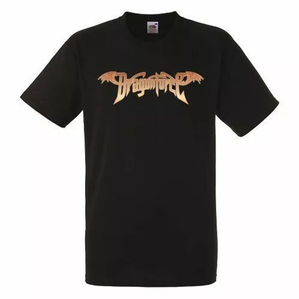 

dragonforce logo black mens t-shirt men rock band tee shirt, White;black