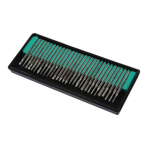

30pcs diamond burrs grits rotary tool drill bit 3mm shank craft tools