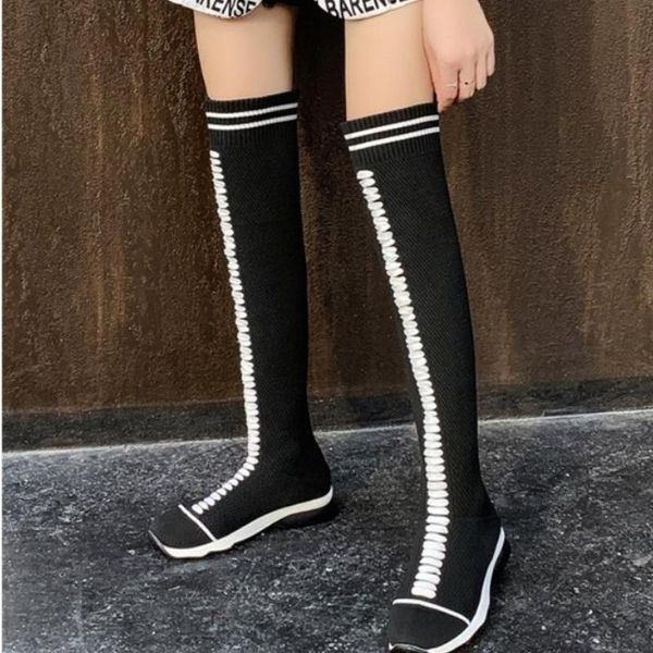 

boots 2021 women lace up over-the-knee warm shoes rome style knee-high female winter plus size 35-43, Black