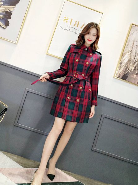 

women's trench coats long classic windbreaker waterproof british high-end english style autumn winter gabadian solid color size coat g6, Tan;black