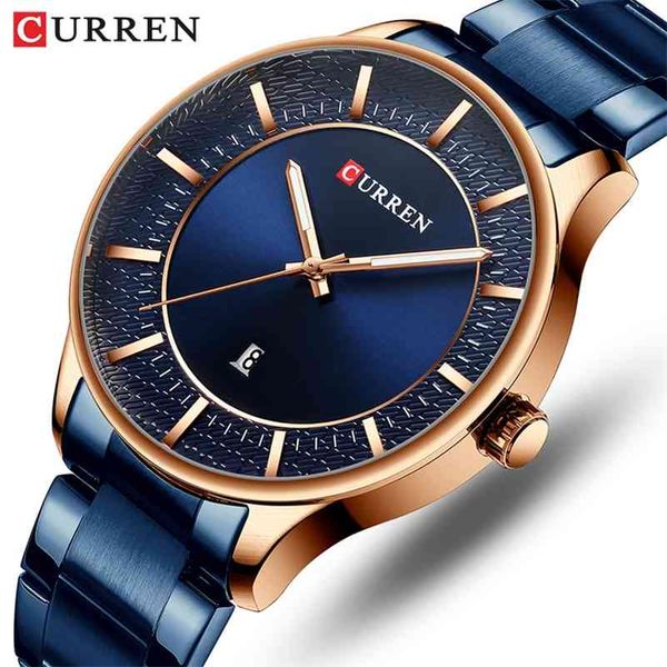 

curren men watches brand luxury watch men fashion blue quartz waterproof men's wristwatch male clock relogio masculino reloj 210517, Slivery;brown
