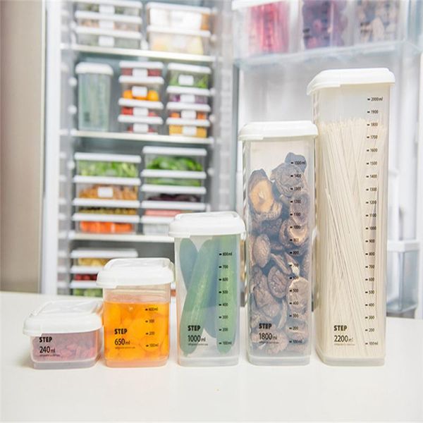 

storage bottles & jars plastic sealed kitchen box transparent food canister keep fresh jar bins container space-saving fridge