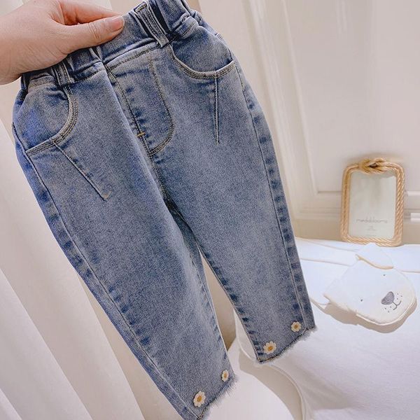 

jeans girls' 2021 spring baby pants children's foreign style girl trousers p5536, Blue