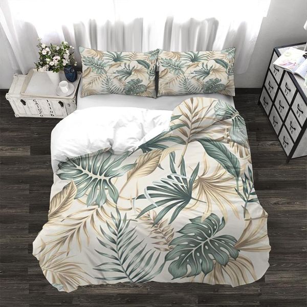 

bedding sets simple elegant tropical design 3pcs duvet cover set durable quilt 3d print palm tree pattern au us uk size