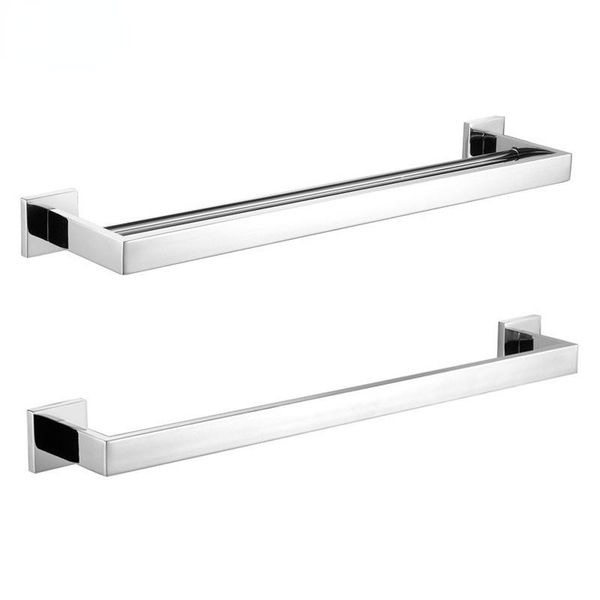 

towel racks bathroom brief square wall mounted 304 stainless steel rail bar mirror polished chrome 1 & 2 bars choice