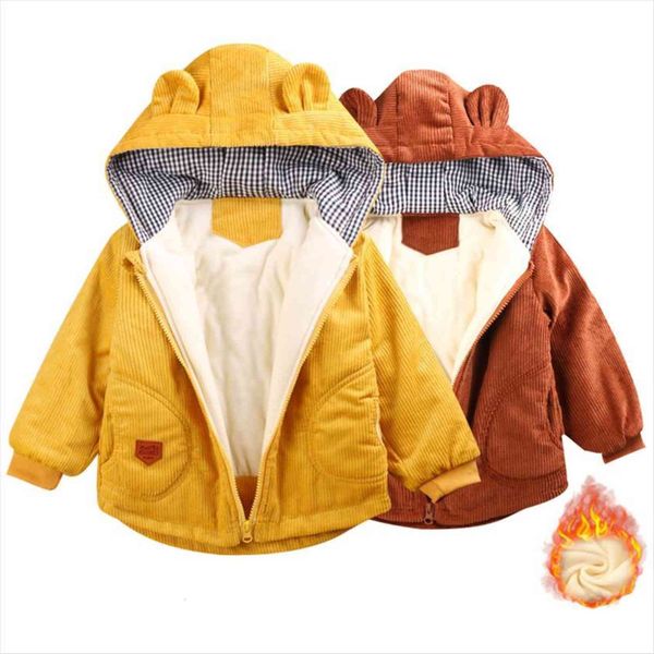 

autumn and winter childrens hooded plush jacket coat boys girls extra heavy cotton padded, Blue;gray