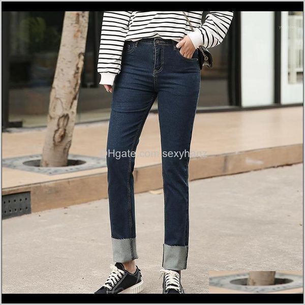 

womens clothing apparel drop delivery 2021 skinny jeans woman high waist plus size full length zipper denim straight pants 4xl 5xl1 srew2, Blue