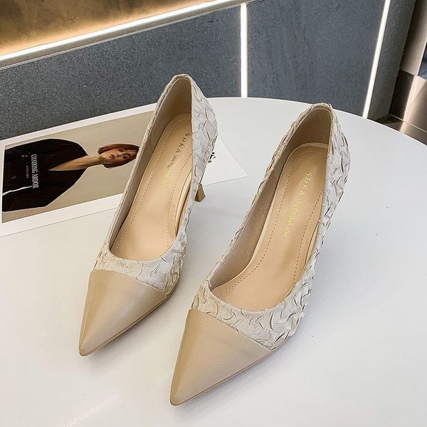 

sandals women brand design pumps shoes spring summer pointed toe thin heels zapatos de mujer plataforma tacones 2021 8zik, Black