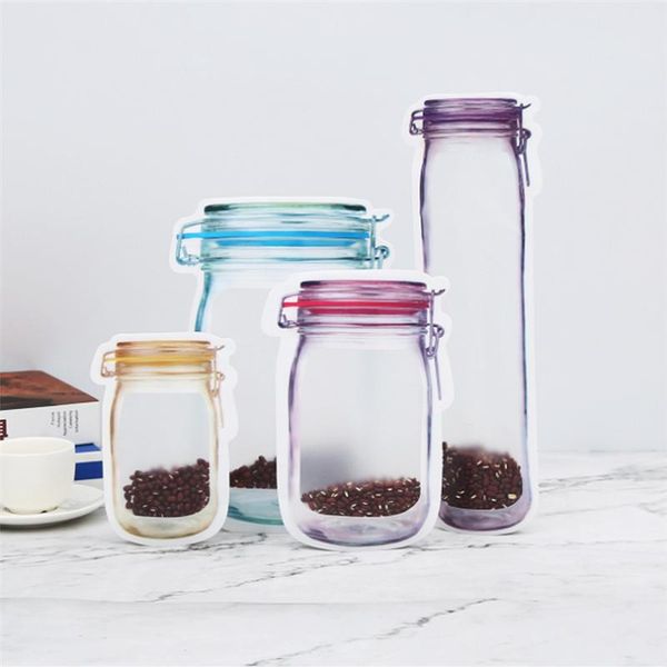 

20/10/5pcs reusable mason jar zipper bags grocery candy storage portable cookies kitchen sealed