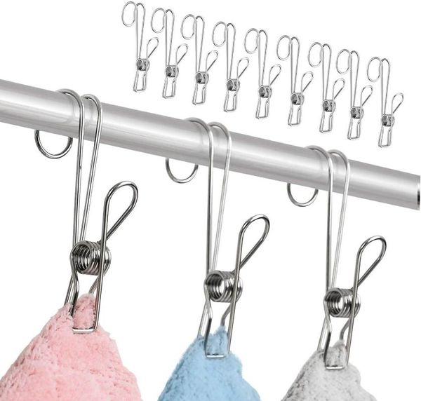 

hangers & racks 6pcs wire clothespins laundry chip stainless steel hanging clips hooks clothes pins drying rack
