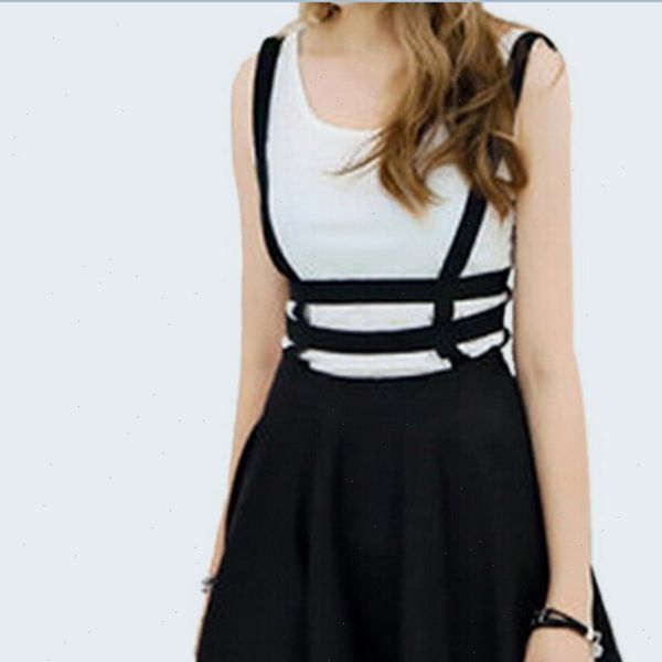

selling black girl playsuit skater women skirt suspender bandage short mini strap empire